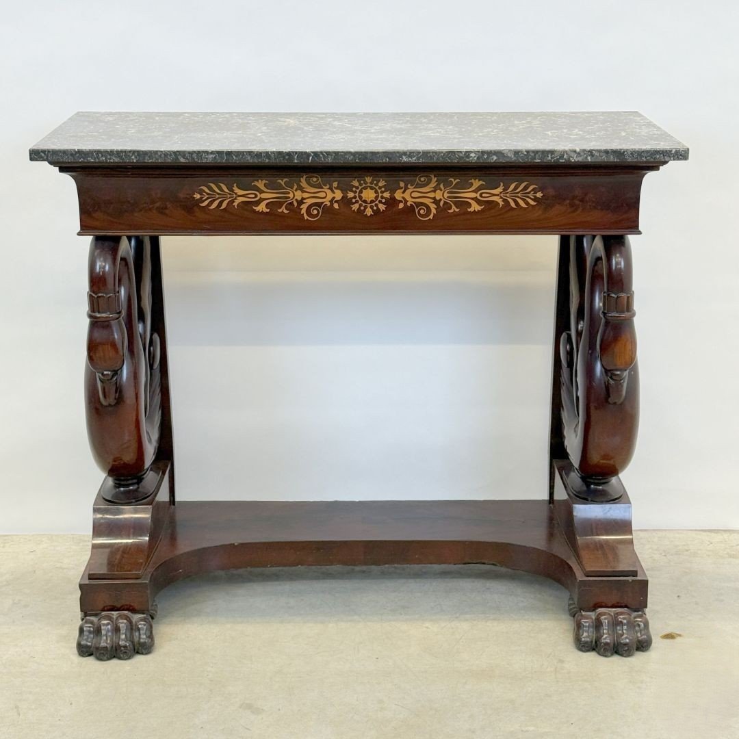 Beautiful 19th-century Charles X Mahogany Console Table.-photo-2