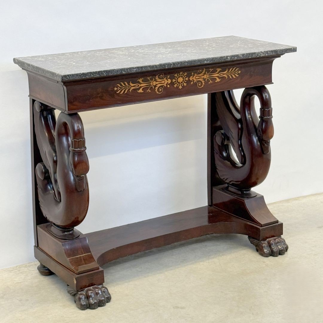 Beautiful 19th-century Charles X Mahogany Console Table.-photo-3