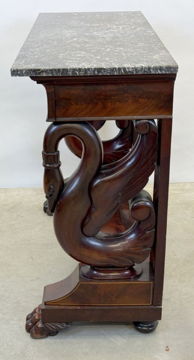 Beautiful 19th-century Charles X Mahogany Console Table.-photo-1