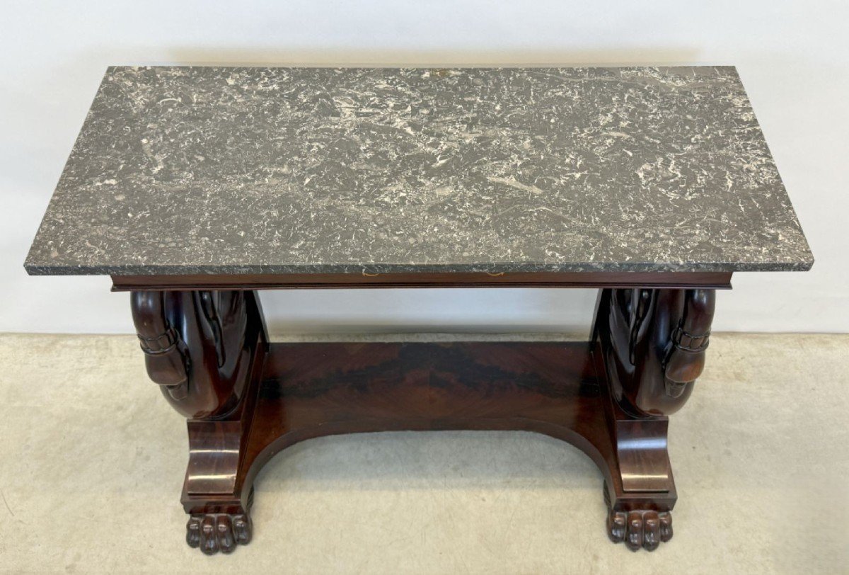 Beautiful 19th-century Charles X Mahogany Console Table.-photo-3