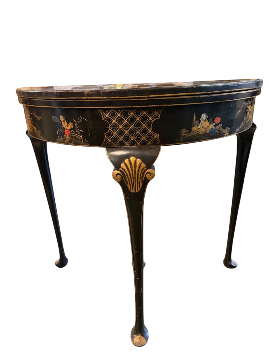 Queen Anne-style Chinoiserie Game Table, Circa 1920-photo-3