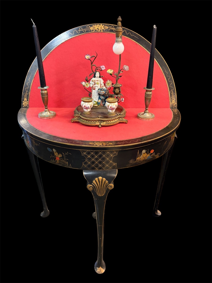 Queen Anne-style Chinoiserie Game Table, Circa 1920-photo-8