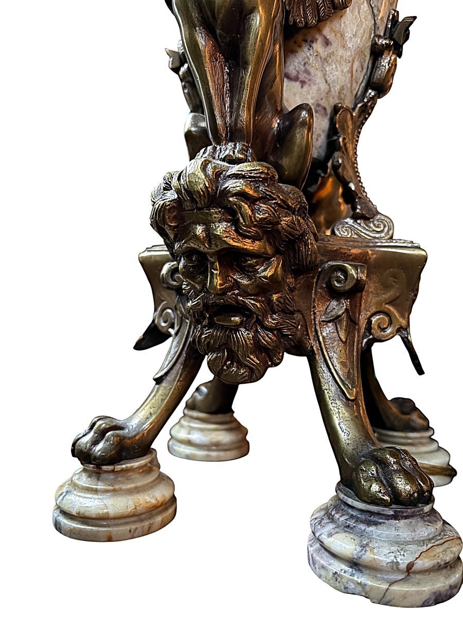 "mythological Sphinxes" Bronze Lamp Base / Marble, 1920-photo-7