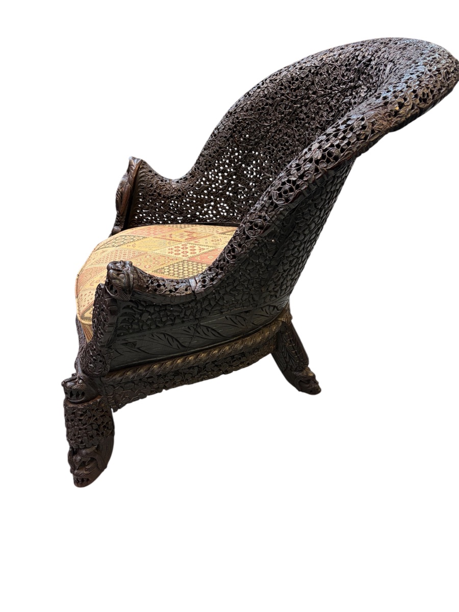 A Carved Armchair From Burma, 19th Century -photo-1