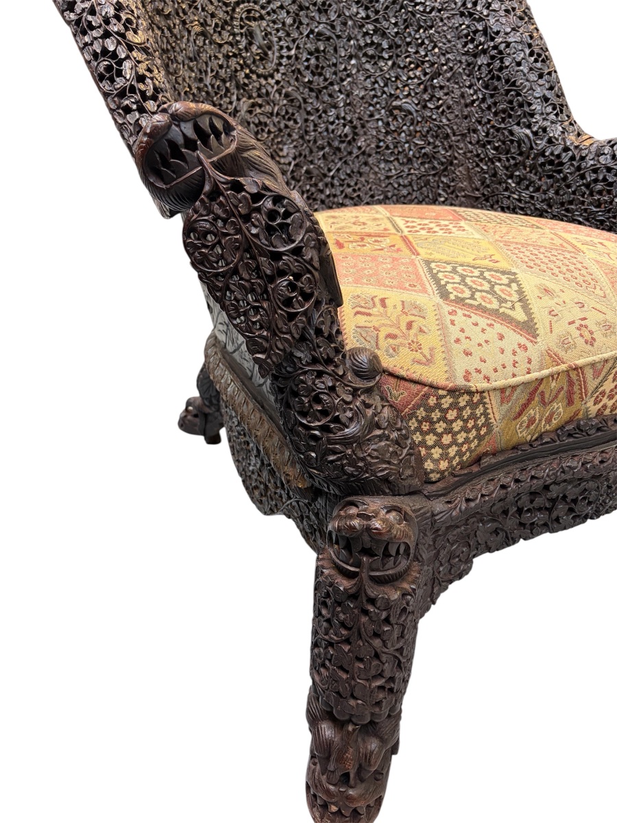 A Carved Armchair From Burma, 19th Century -photo-4