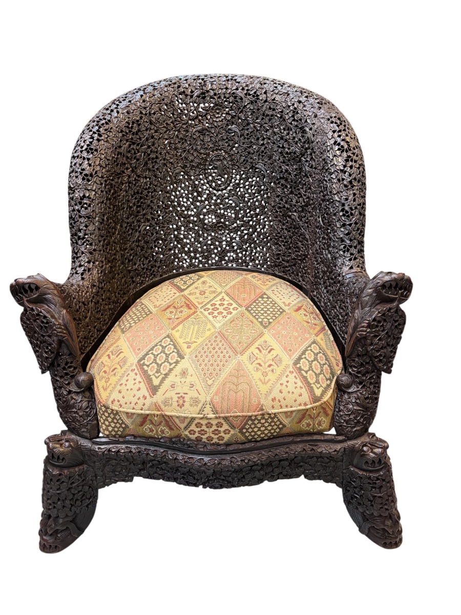 A Carved Armchair From Burma, 19th Century 
