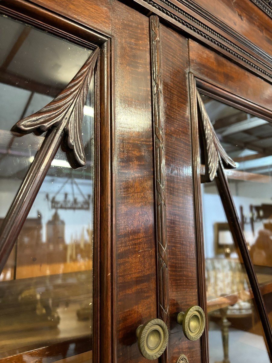 Large "breakfront" Empire-style Mahogany Bookcase, 19th Century. (304 Cm)-photo-3