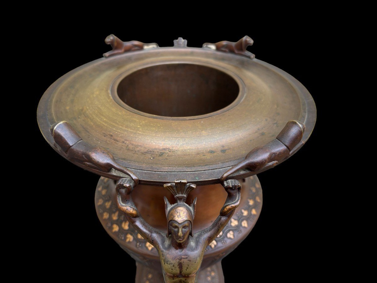 Vase Spécial / Rafraîchisseur De Champagne En Bronze 1880-1900-photo-4