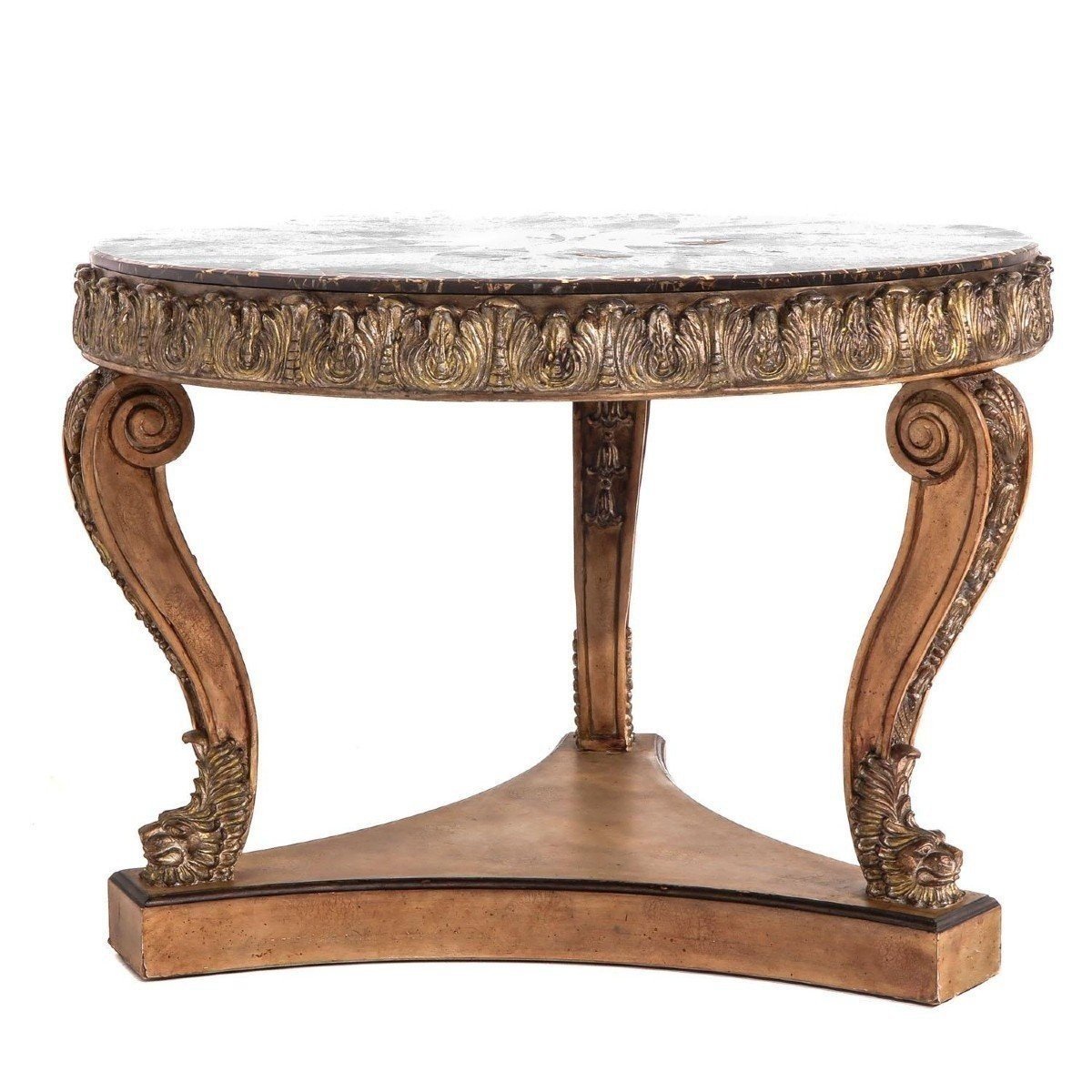 Decorative Coffee Table With Inlaid Marble Top, 20th Century.-photo-4
