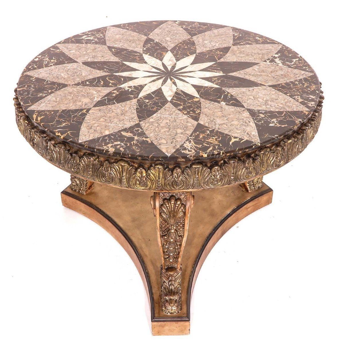 Decorative Coffee Table With Inlaid Marble Top, 20th Century.