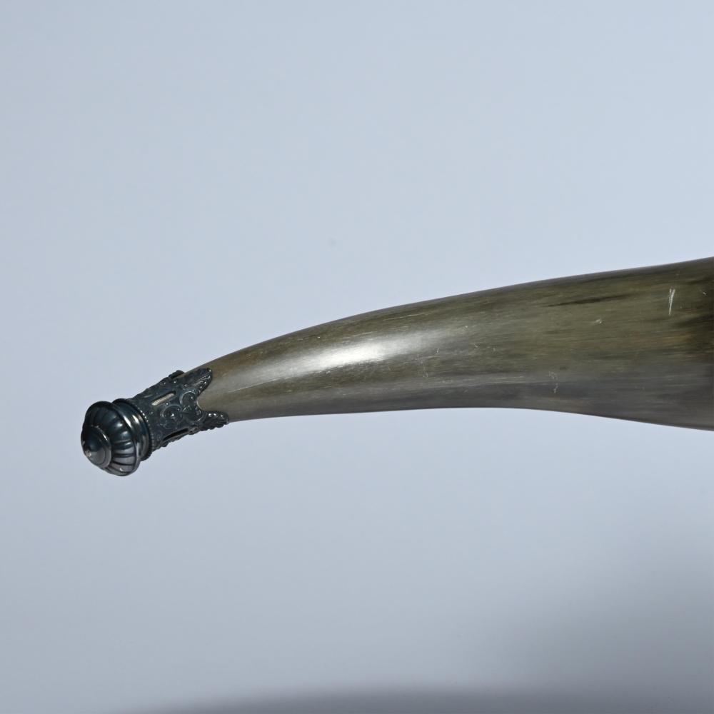 2 Decorative Drinking Horns On A Silver Base, Late 19th Century-photo-5