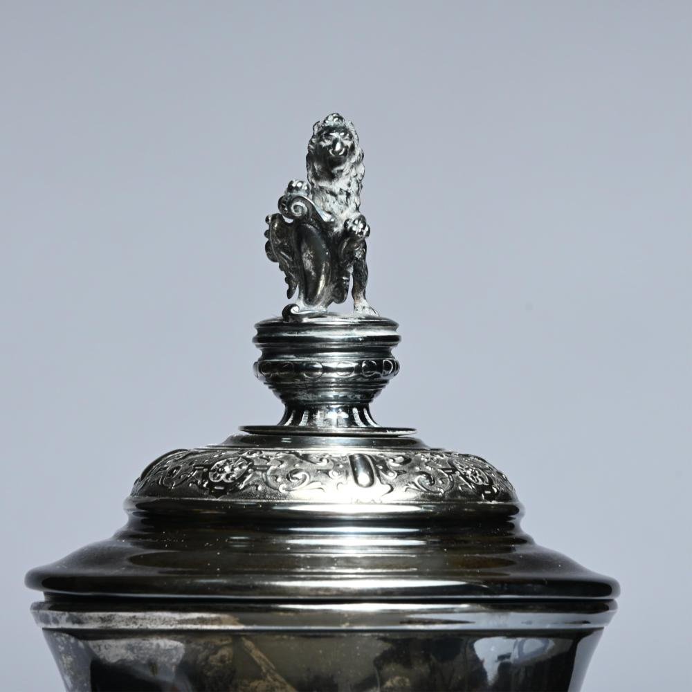 2 Decorative Drinking Horns On A Silver Base, Late 19th Century-photo-6