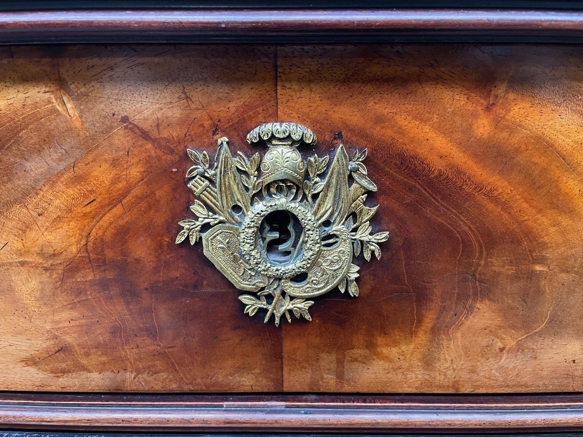 Large Empire-style Desk, Hallmarked, Made Of Mahogany And Gilded Bronze.-photo-6
