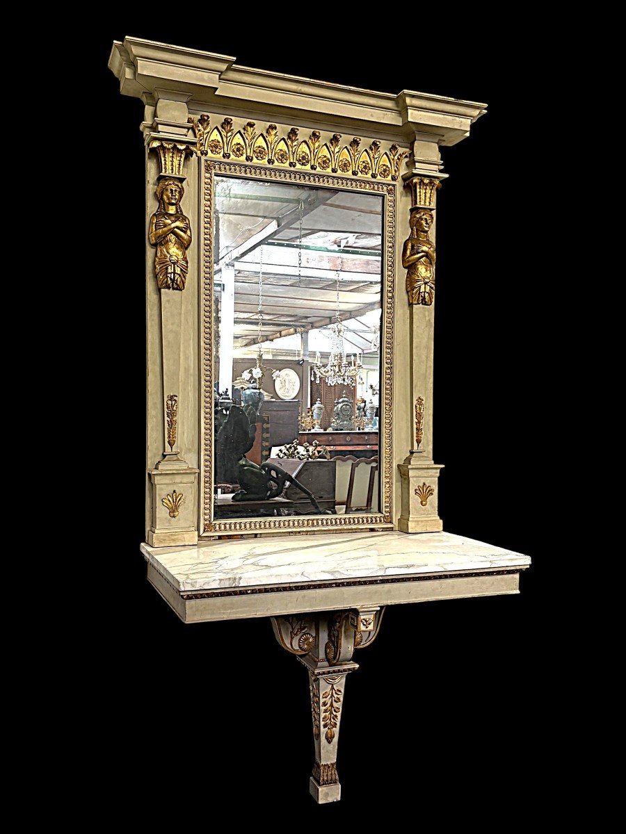Large Empire-style Console Table With Mirror, 1800–1820 (282.5 Cm)-photo-2