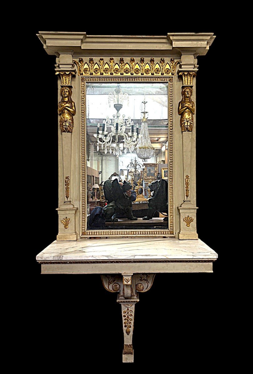 Large Empire-style Console Table With Mirror, 1800–1820 (282.5 Cm)