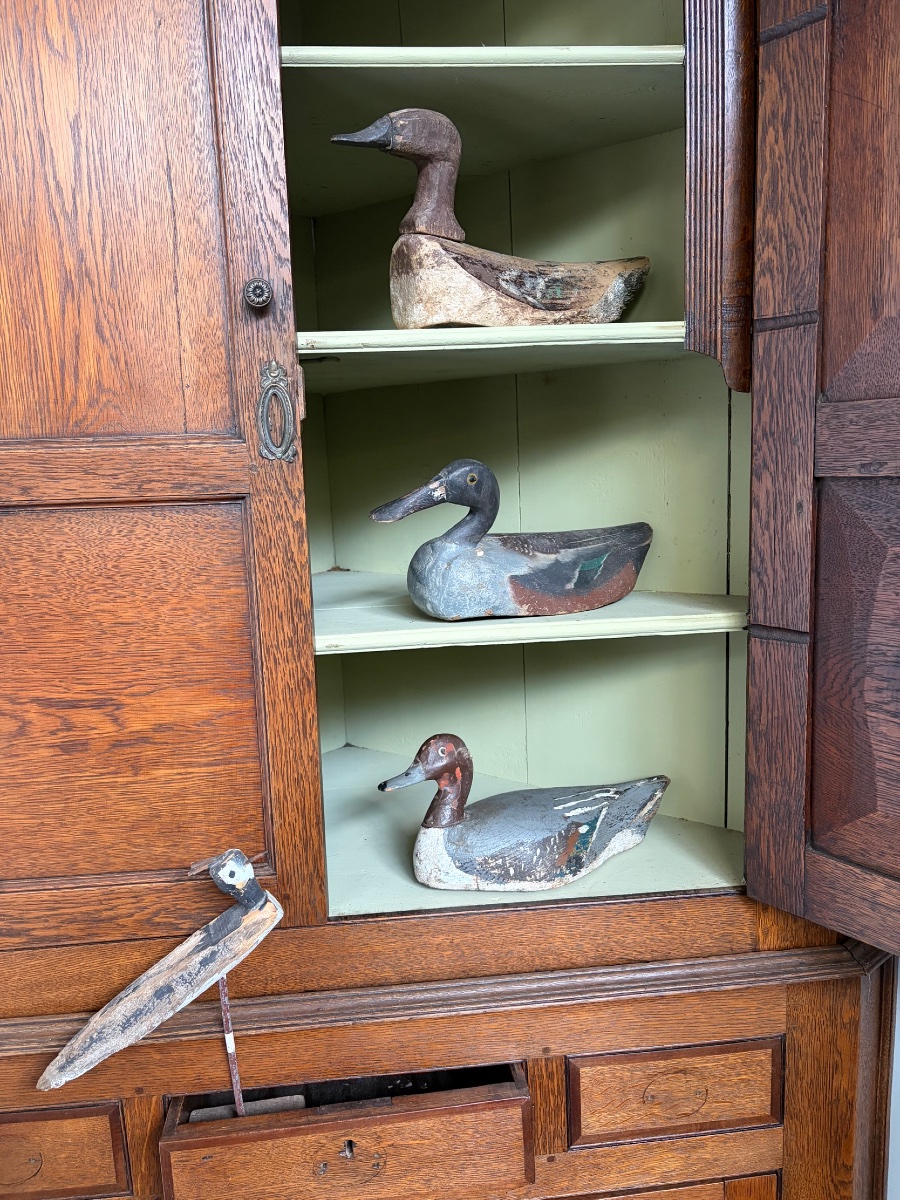 Four Decorative Birds Made Of Polychrome Wood. 19th Century -photo-3