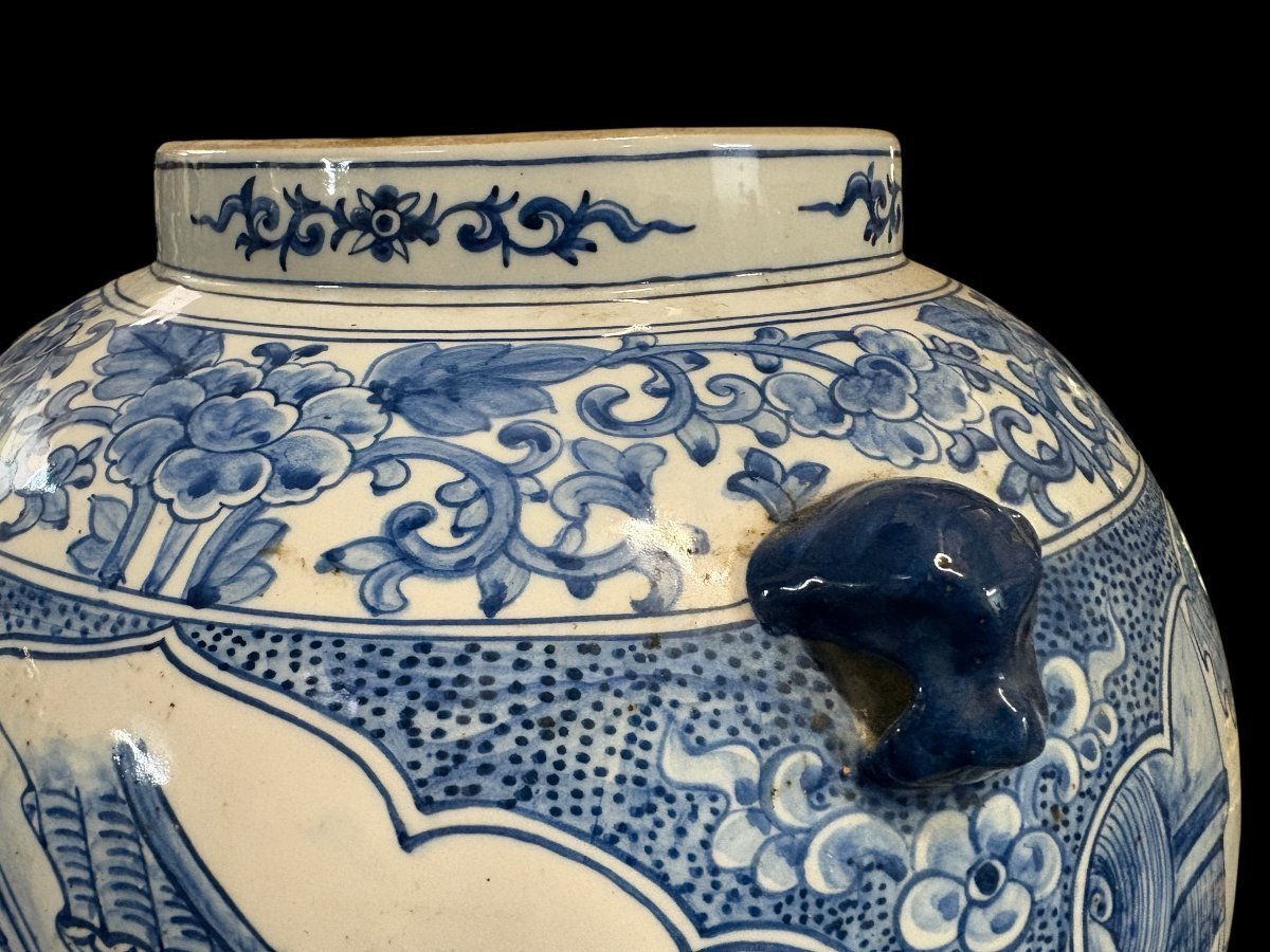 Grand vase chinois à couvercle en porcelaine du XXe siècle ( 70 cm )-photo-4