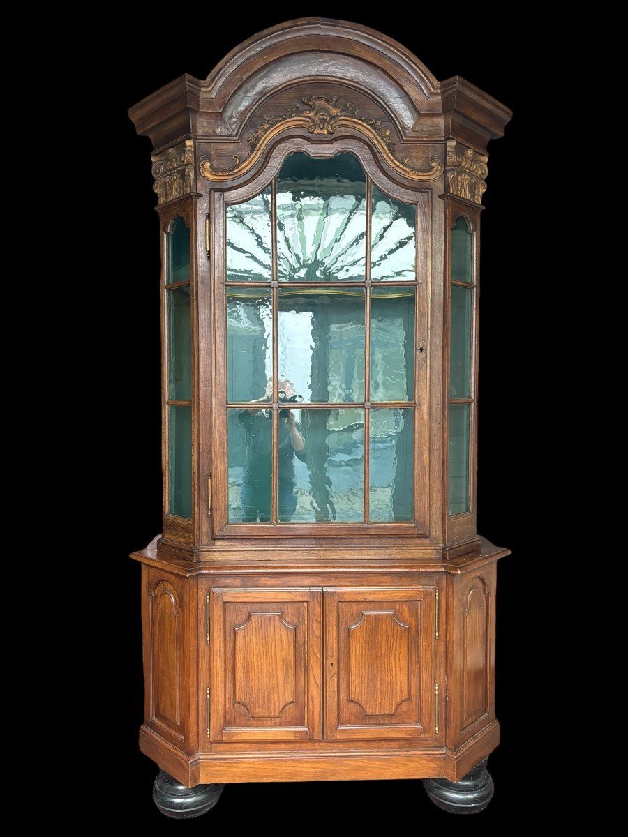Belle Vitrine De Château En Chêne Du 18ème Siècle.-photo-2