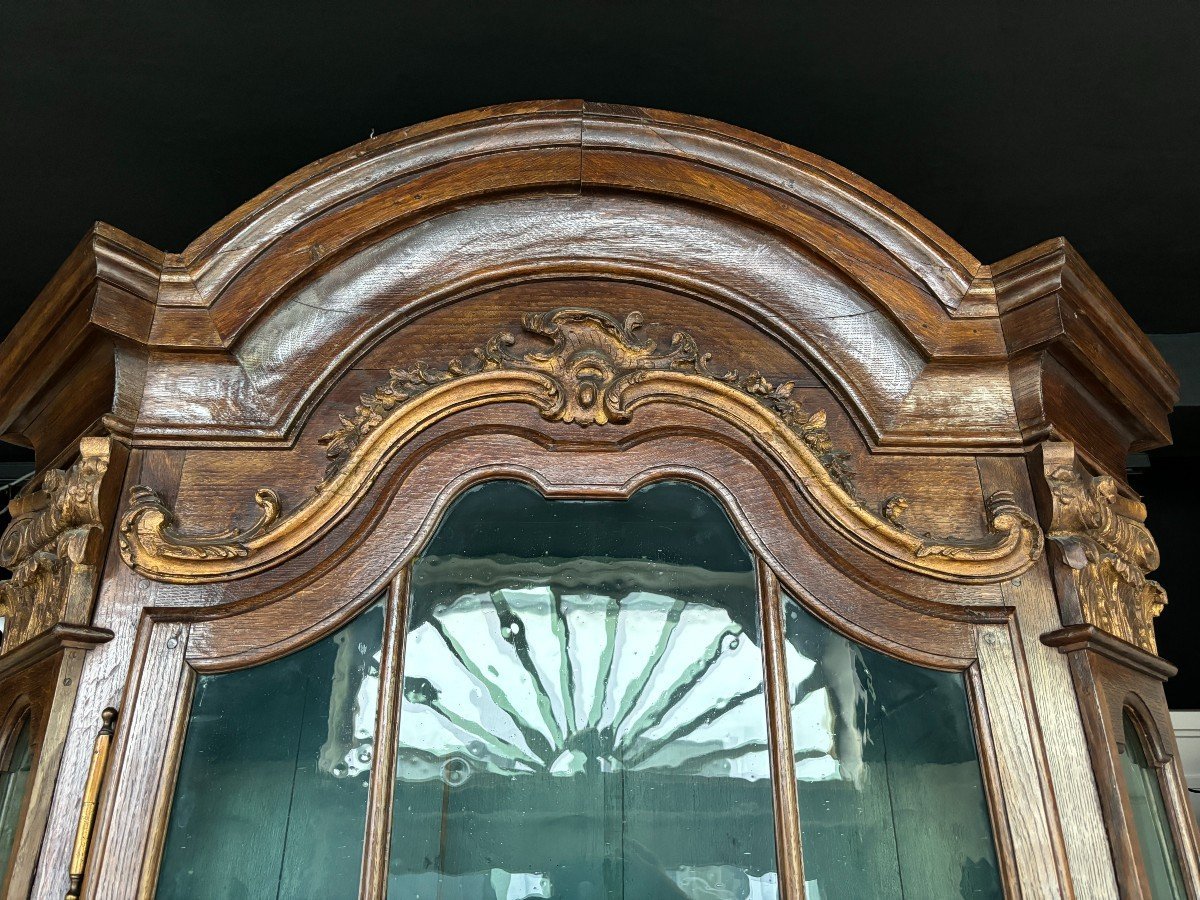 Belle Vitrine De Château En Chêne Du 18ème Siècle.-photo-4