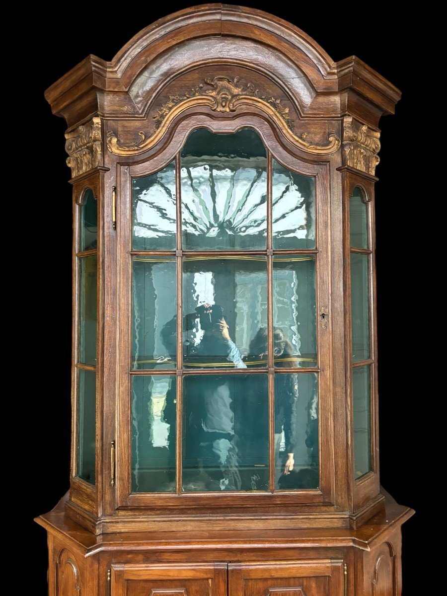 Belle Vitrine De Château En Chêne Du 18ème Siècle.-photo-1