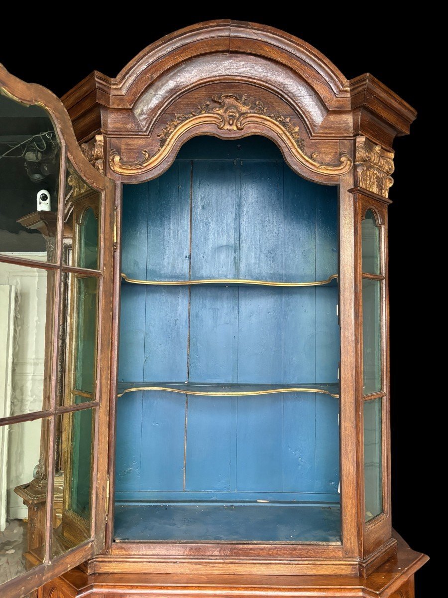 Belle Vitrine De Château En Chêne Du 18ème Siècle.-photo-5