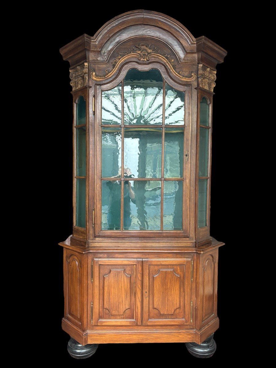 Belle Vitrine De Château En Chêne Du 18ème Siècle.-photo-8