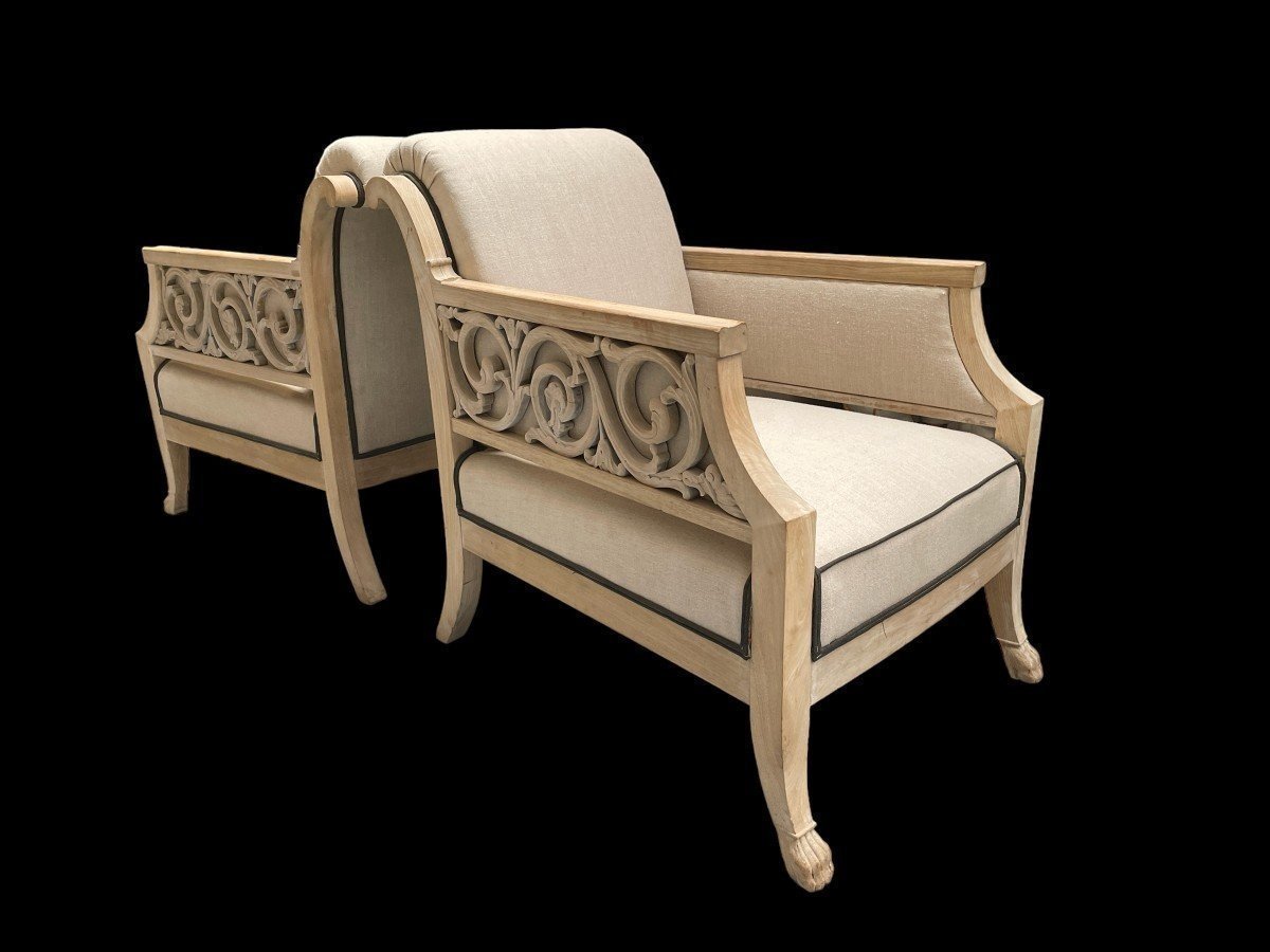 Pair Of Signed Danish Designer Armchairs From The 1940s.-photo-4