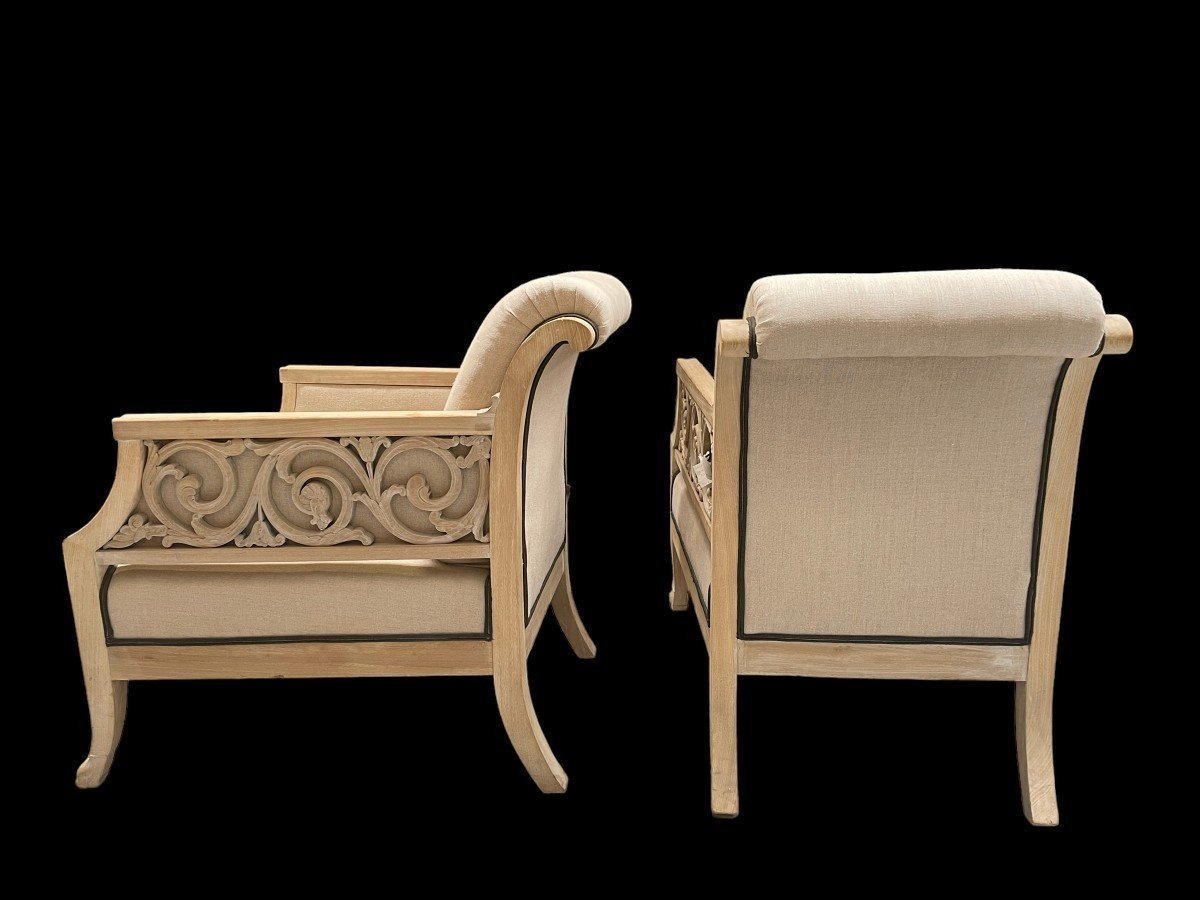 Pair Of Signed Danish Designer Armchairs From The 1940s.-photo-5