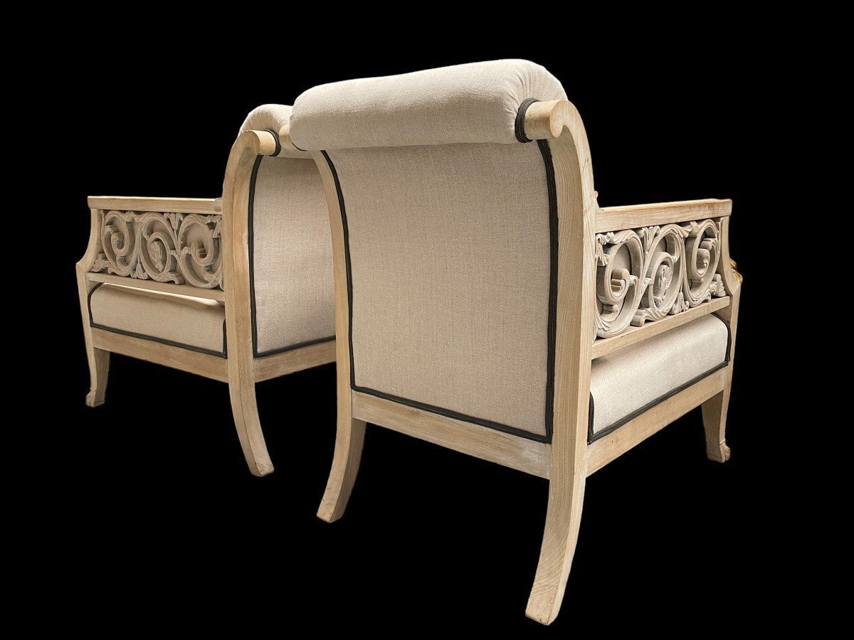 Pair Of Signed Danish Designer Armchairs From The 1940s.-photo-6