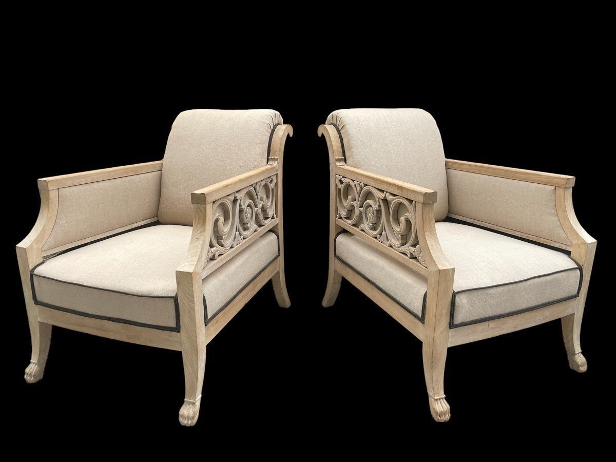 Pair Of Signed Danish Designer Armchairs From The 1940s.-photo-7