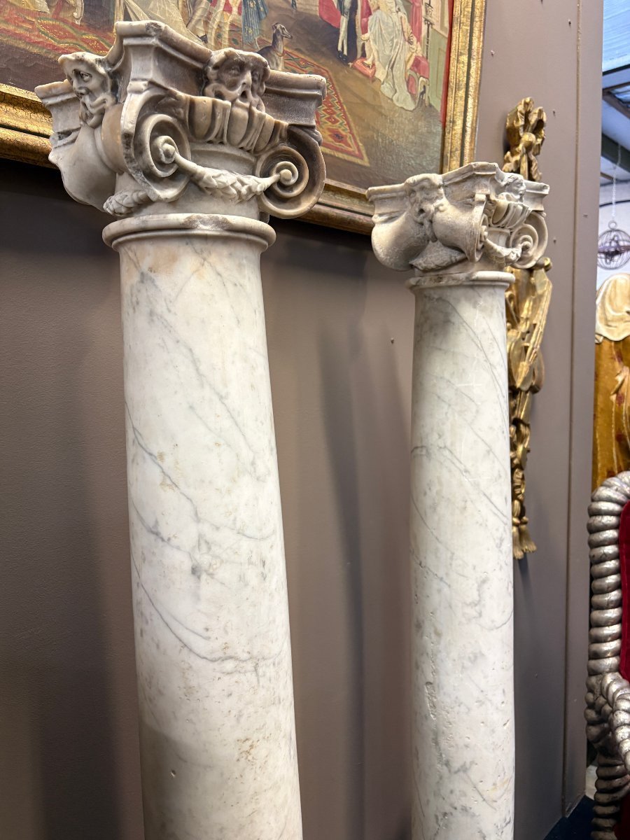 17th-century Renaissance Marble Fireplace.-photo-4