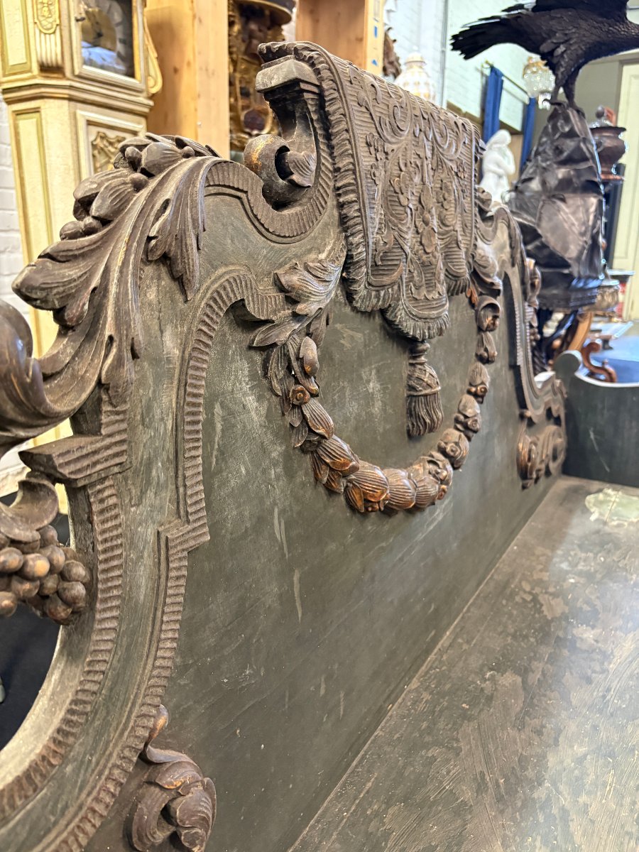 Banc de hall de style Louis XVI en bois, fin du XVIIIe siècle.-photo-4