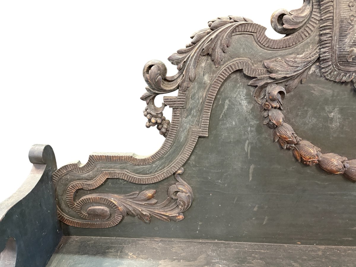 Banc de hall de style Louis XVI en bois, fin du XVIIIe siècle.-photo-5