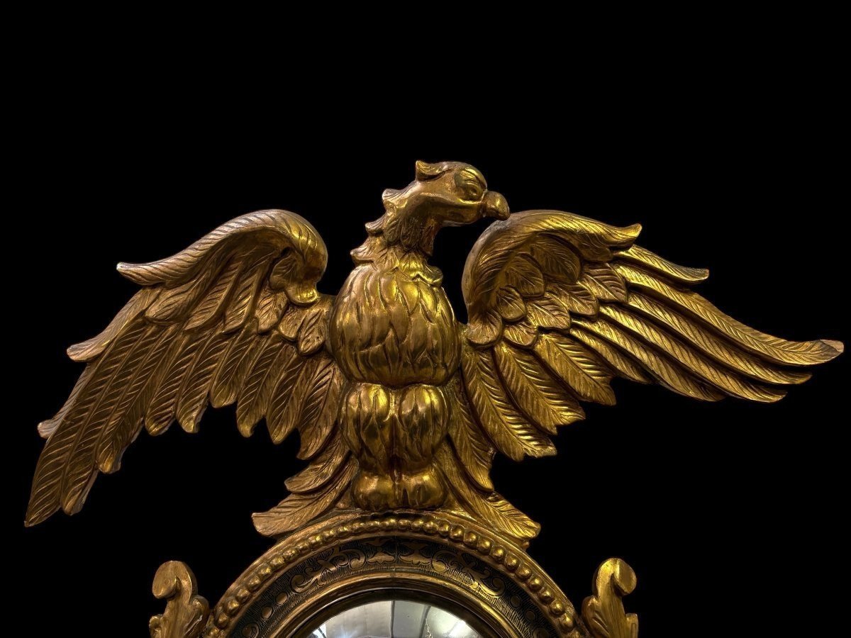Paire de miroirs décoratifs « Aigles » en bois doré, fin du XIXe siècle.-photo-1