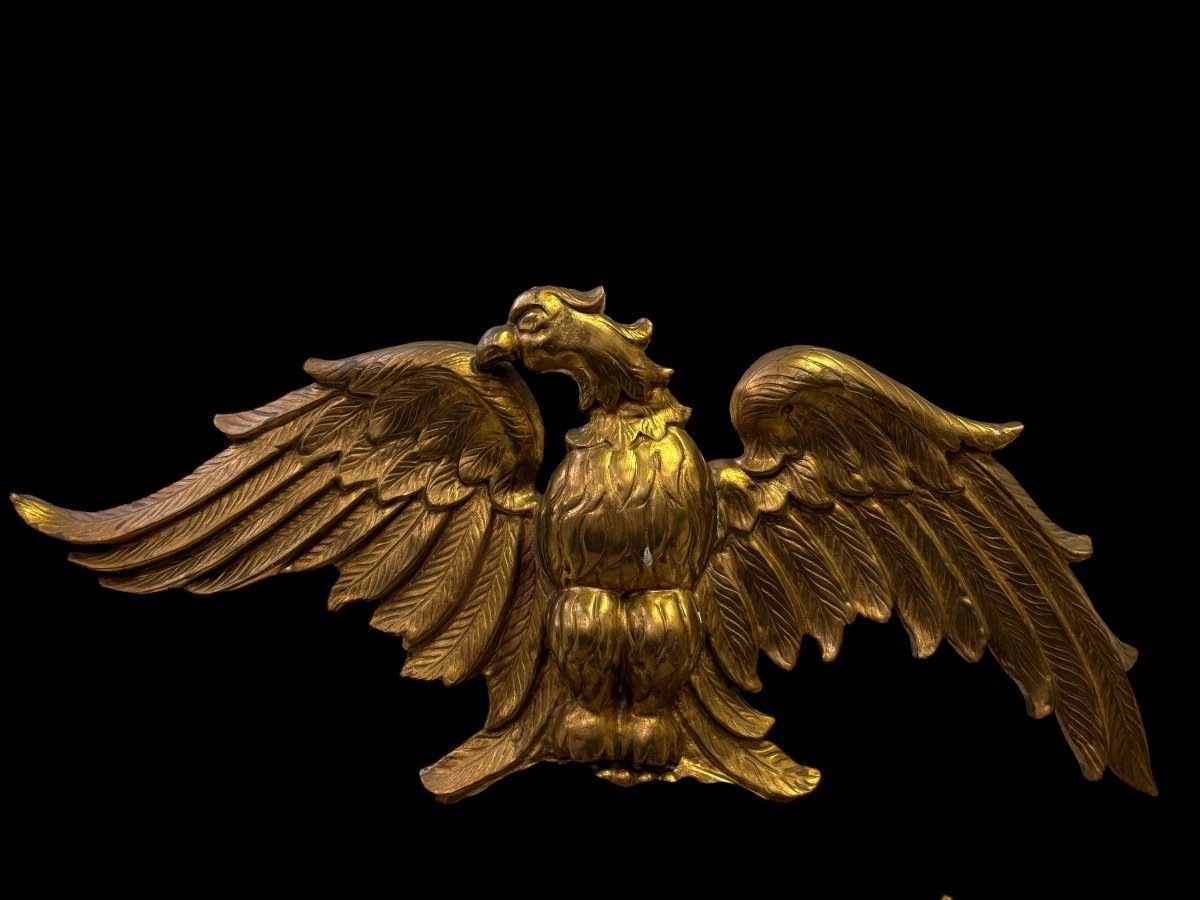 Paire de miroirs décoratifs « Aigles » en bois doré, fin du XIXe siècle.-photo-4