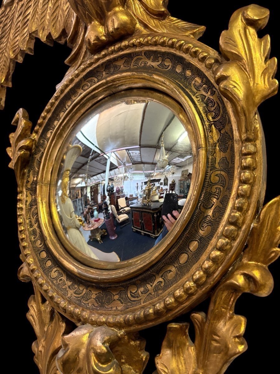 Paire de miroirs décoratifs « Aigles » en bois doré, fin du XIXe siècle.-photo-5