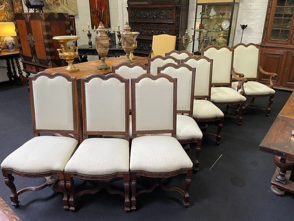 Set Of 10 Regency-style Walnut Chairs, 1900-photo-2