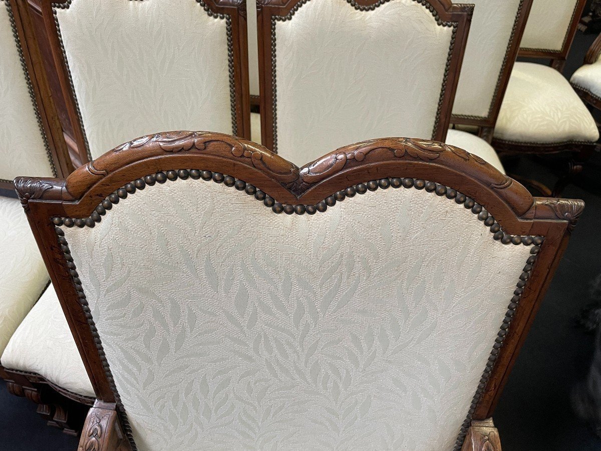 Set Of 10 Regency-style Walnut Chairs, 1900-photo-2