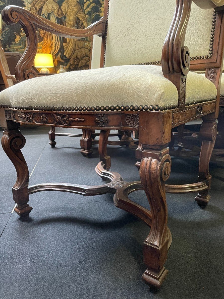 Set Of 10 Regency-style Walnut Chairs, 1900-photo-3
