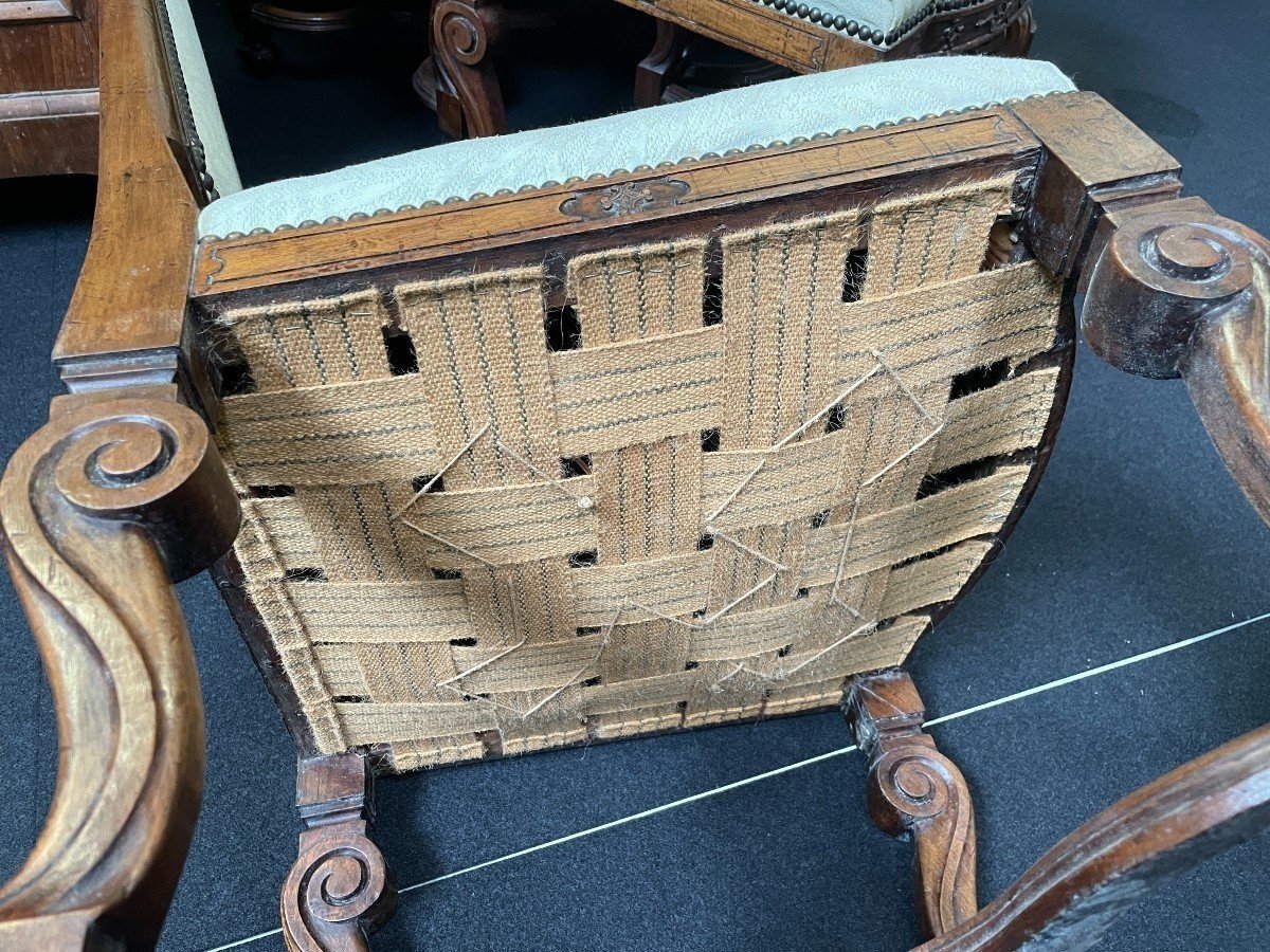 Set Of 10 Regency-style Walnut Chairs, 1900-photo-7