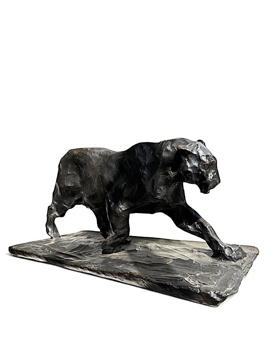 Sculpture d'une panthère en bronze, XXe siècle.-photo-8