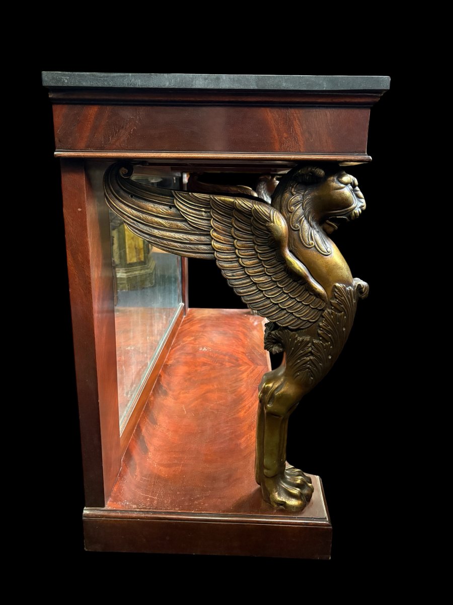 Pair Of Empire-style Mahogany Side Tables, 19th Century-photo-4