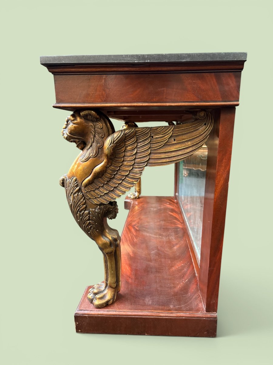 Pair Of Empire-style Mahogany Side Tables, 19th Century-photo-2