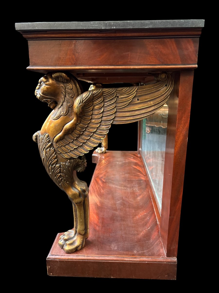 Pair Of Empire-style Mahogany Side Tables, 19th Century-photo-4