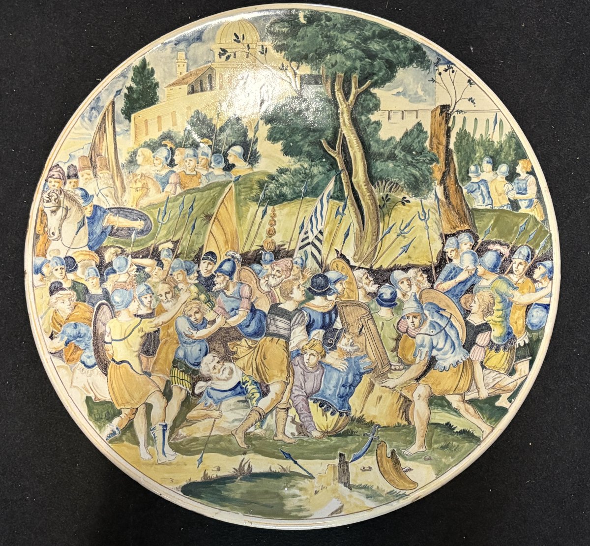Grand plat en faïence italienne du XIXe siècle (diamètre 56,5 cm)-photo-3
