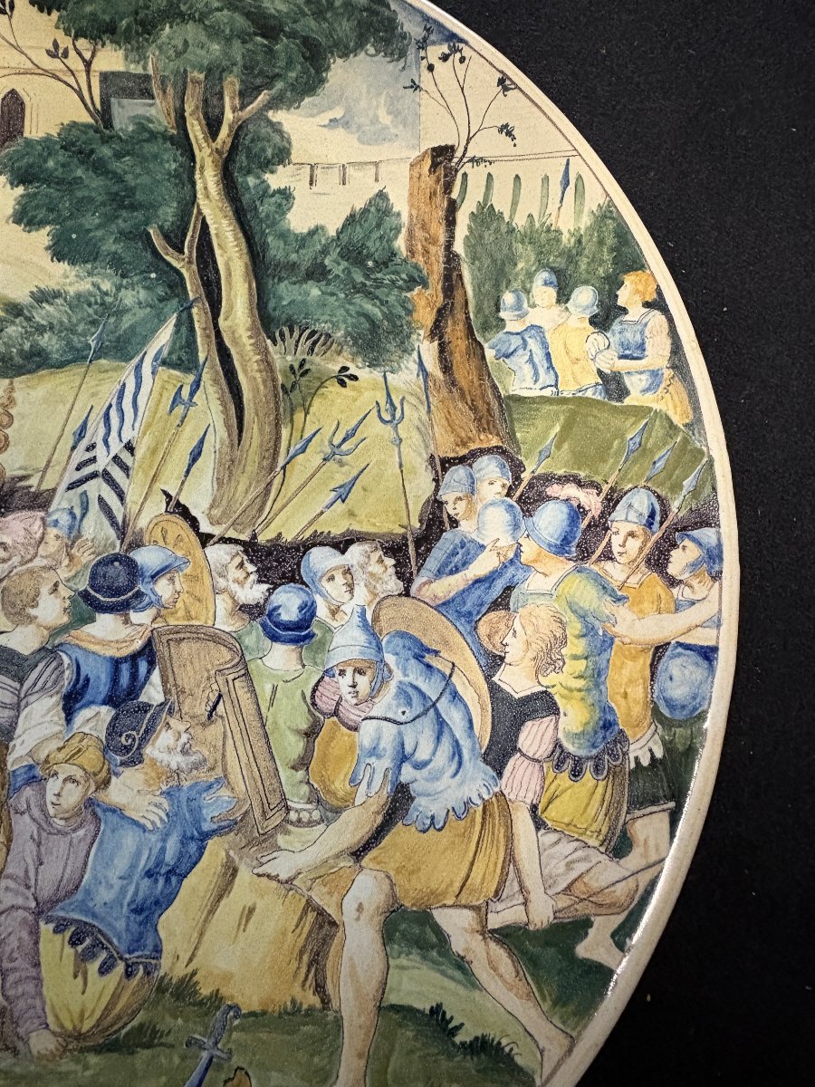 Grand plat en faïence italienne du XIXe siècle (diamètre 56,5 cm)-photo-3