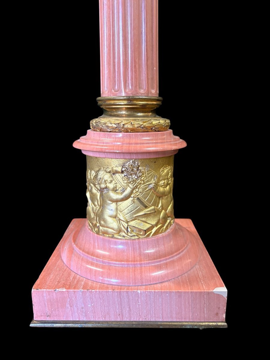 Marble And Bronze Lamp Base, Circa 1900-photo-2