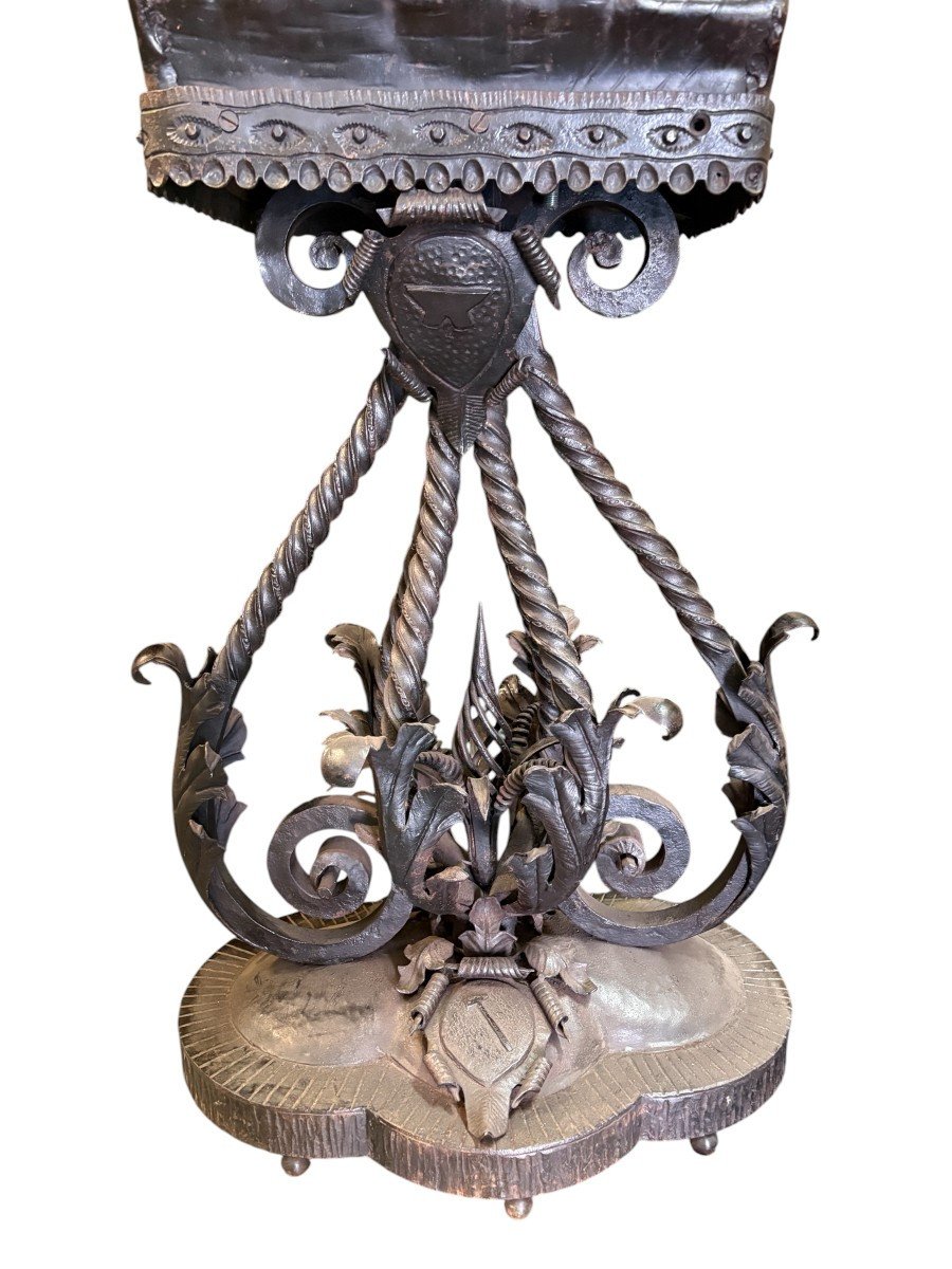 Grand aigle sur rocher et socle en fer forgé, XIXe siècle. ( 200 cm )-photo-4