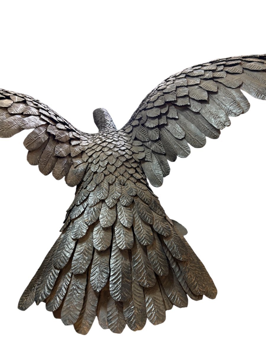 Grand aigle sur rocher et socle en fer forgé, XIXe siècle. ( 200 cm )-photo-8