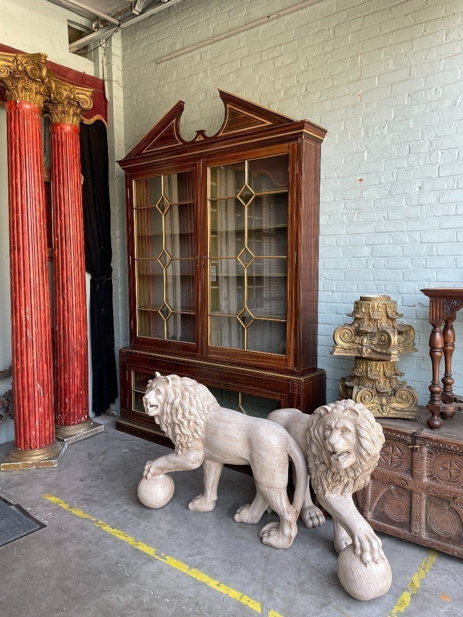 Large, Very Decorative 4-door Bookcase, Circa 1880–1900-photo-5